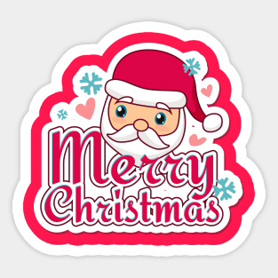 Merry Christmas Cute Santa Typography Design Sticker